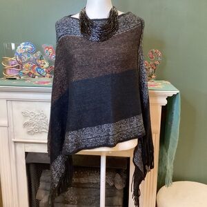 Jack & Missy Black Metallic Knit Poncho